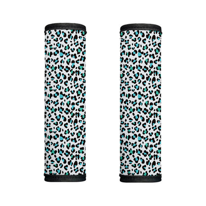 White And Teal Leopard Print Handle Covers