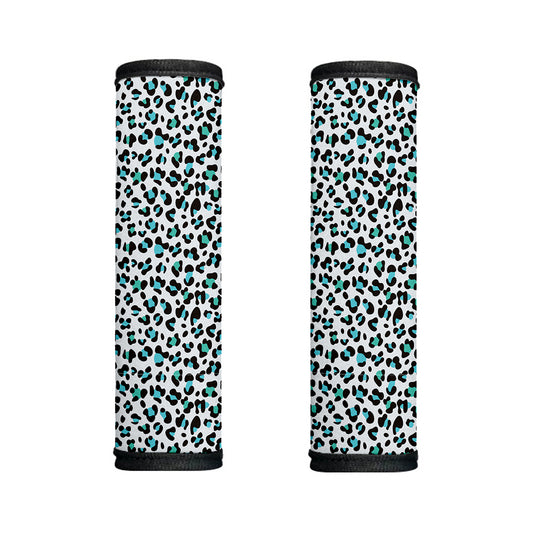 White And Teal Leopard Print Handle Covers
