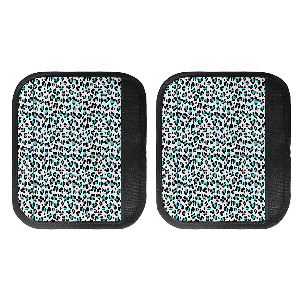 White And Teal Leopard Print Handle Covers