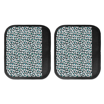 White And Teal Leopard Print Handle Covers