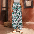 White And Teal Leopard Print Harem Pants