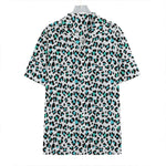 White And Teal Leopard Print Hawaiian Shirt