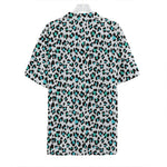 White And Teal Leopard Print Hawaiian Shirt