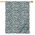 White And Teal Leopard Print House Flag