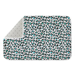 White And Teal Leopard Print Indoor Door Mat
