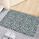 White And Teal Leopard Print Indoor Door Mat