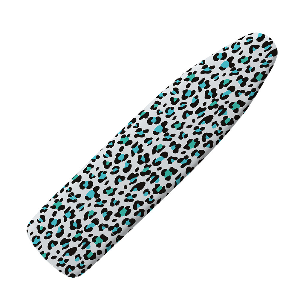 White And Teal Leopard Print Ironing Board Cover