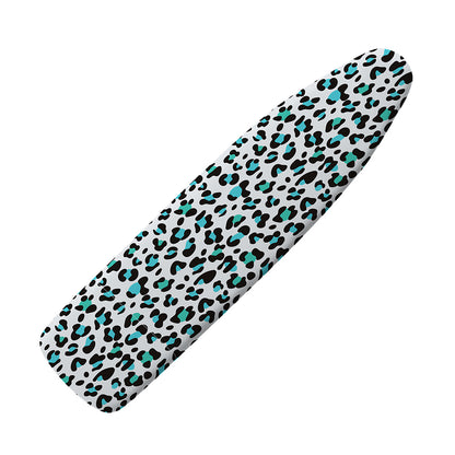 White And Teal Leopard Print Ironing Board Cover