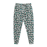 White And Teal Leopard Print Jogger Pants