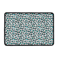 White And Teal Leopard Print Kitchen Mat