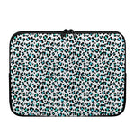 White And Teal Leopard Print Laptop Sleeve