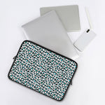 White And Teal Leopard Print Laptop Sleeve