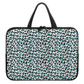White And Teal Leopard Print Laptop Sleeve With Handle