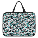 White And Teal Leopard Print Laptop Sleeve With Handle
