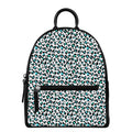 White And Teal Leopard Print Leather Backpack