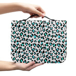 White And Teal Leopard Print Leather Bible Cover