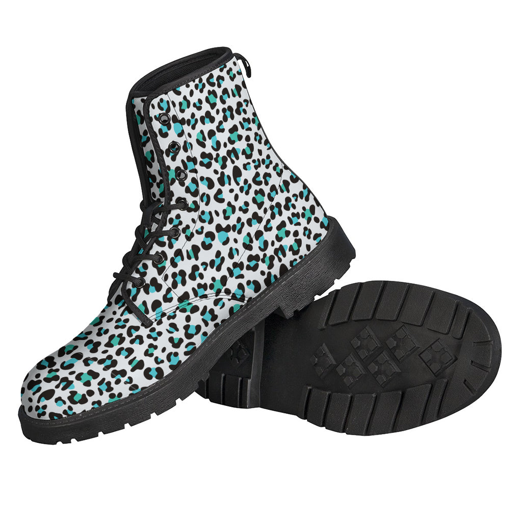 White And Teal Leopard Print Backpack