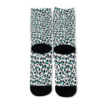 White And Teal Leopard Print Long Socks