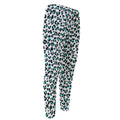 White And Teal Leopard Print Men's Compression Pants