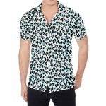 White And Teal Leopard Print Men's Shirt