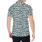 White And Teal Leopard Print Men's Shirt
