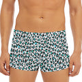 White And Teal Leopard Print Men's Short Boxer Briefs