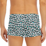 White And Teal Leopard Print Men's Short Boxer Briefs
