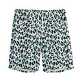 White And Teal Leopard Print Men's Athletic Shorts