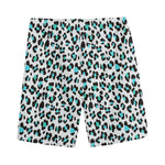 White And Teal Leopard Print Men's Sports Shorts