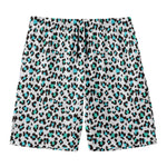 White And Teal Leopard Print Men's Swim Trunks