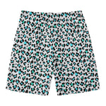 White And Teal Leopard Print Men's Swim Trunks