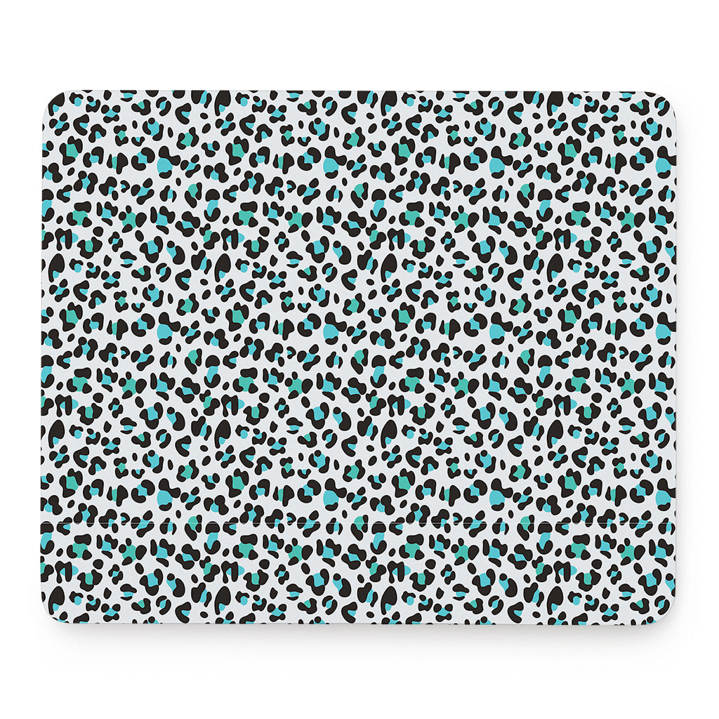 White And Teal Leopard Print Mouse Pad