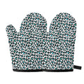 White And Teal Leopard Print Oven Mitts