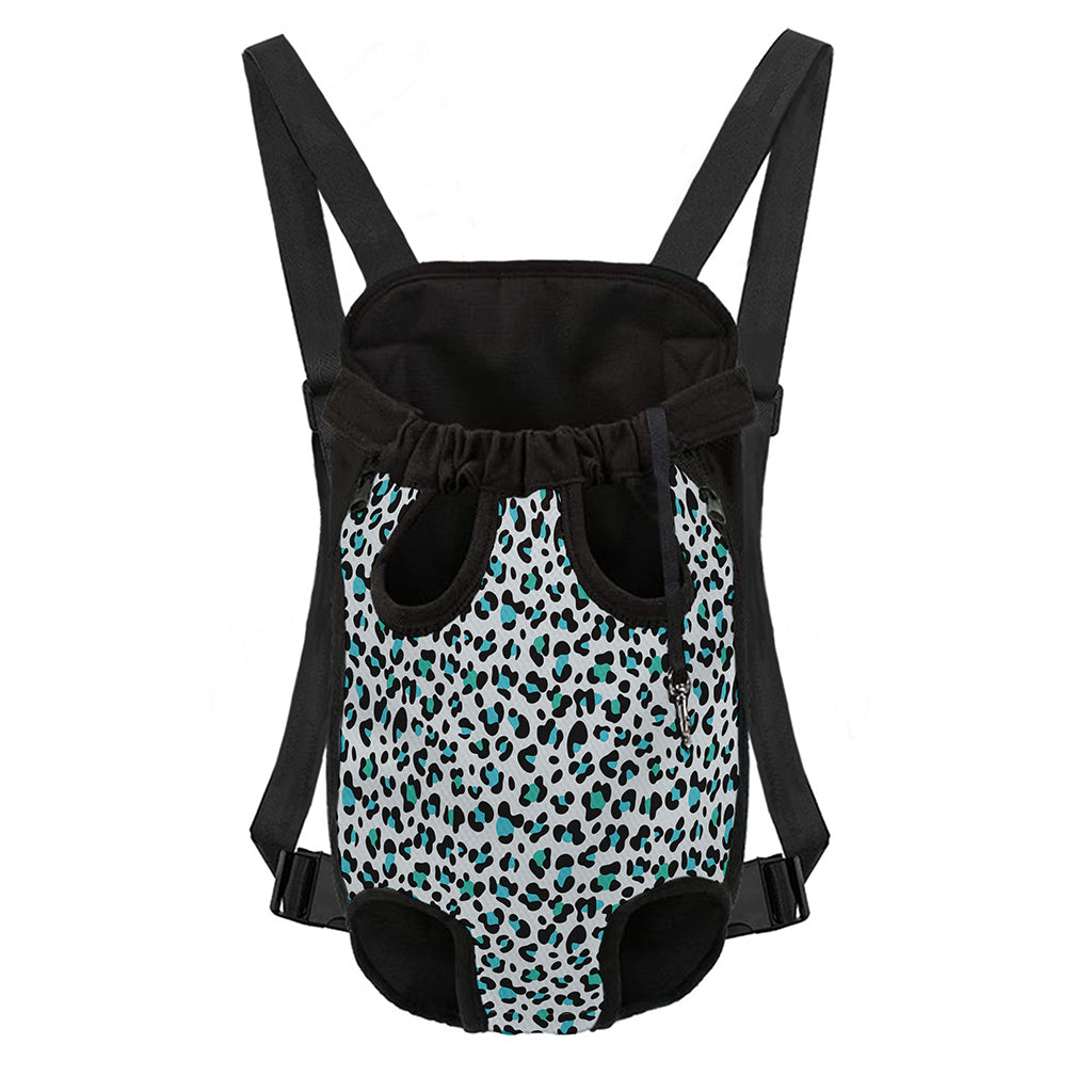 White And Teal Leopard Print Pet Carrier Backpack