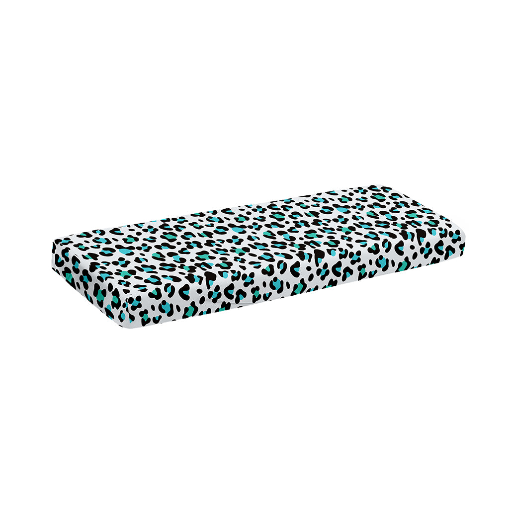 White And Teal Leopard Print Piano Keyboard Cover