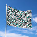 White And Teal Leopard Print Polyester Flag