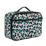 White And Teal Leopard Print Portable Lunch Bag