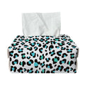 White And Teal Leopard Print Rectangle Tissue Box Cover