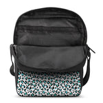 White And Teal Leopard Print Rectangular Crossbody Bag