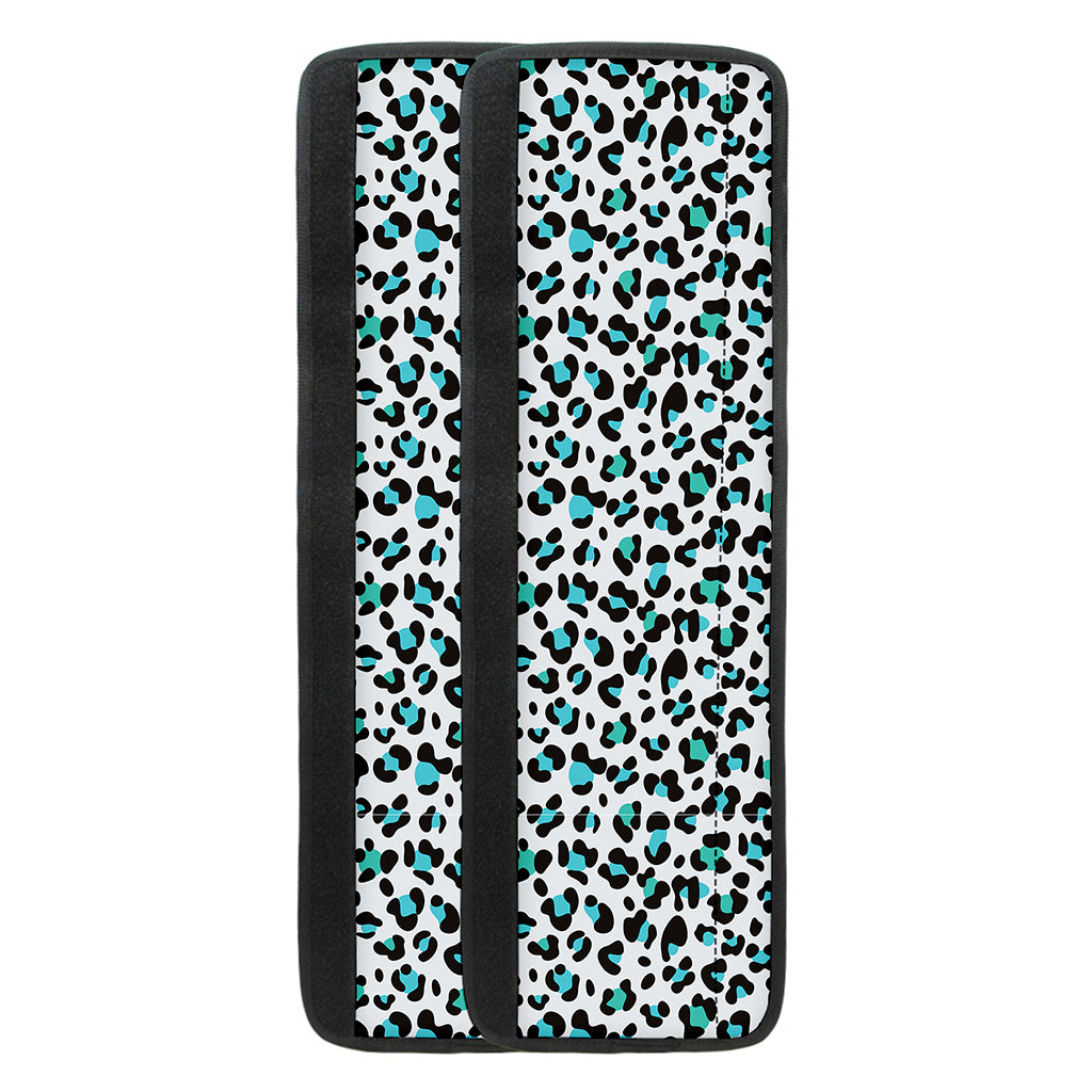 White And Teal Leopard Print Refrigerator Handle Covers