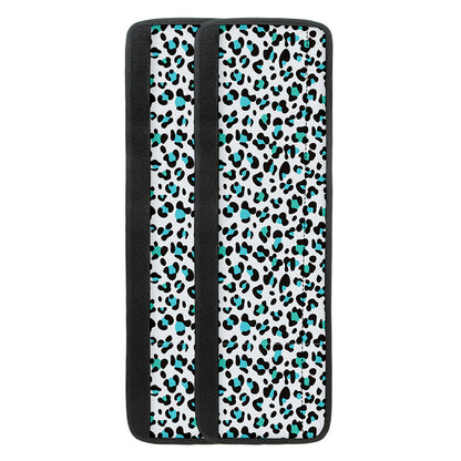 White And Teal Leopard Print Refrigerator Handle Covers