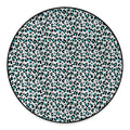 White And Teal Leopard Print Round Floor Mat