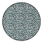 White And Teal Leopard Print Round Floor Mat
