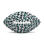 White And Teal Leopard Print Rugby Ball