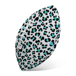 White And Teal Leopard Print Rugby Ball