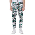 White And Teal Leopard Print Joggers
