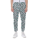 White And Teal Leopard Print Scuba Joggers