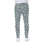 White And Teal Leopard Print Scuba Joggers