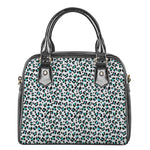 White And Teal Leopard Print Shoulder Handbag