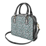 White And Teal Leopard Print Shoulder Handbag
